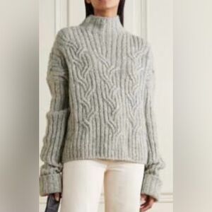 Vince L116201 Womens Grey Mirrored Cable Turtleneck Sweater Size XL